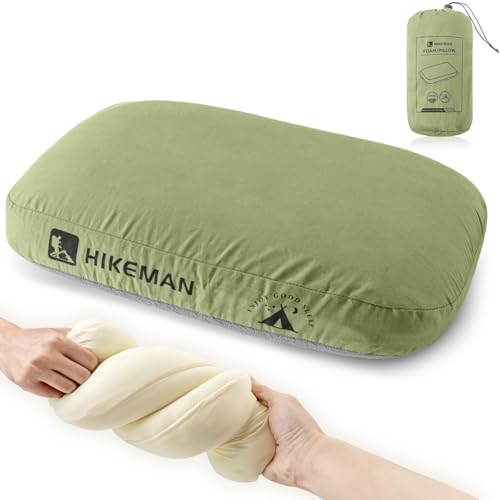 HIKEMAN Camping Kopfkissen Komprimierbar Reisekissen - Ultraleicht Nackenkissen aus Memory-Foam,Strandkissen Kopfkissen für Reise,Wandern,Outdoor (Army Green)