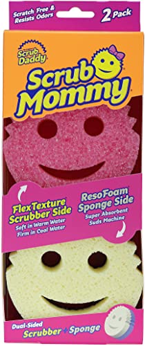 Scrub Daddy Scrub Mommy Putzschwamm, Topfreiniger Küchenschwämme, Putzmittel mit Texturveränderung, kratzfreier Spülschwamm, geruchsresistenter Smiley Schwamm, Geschirrschwamm - 2er-Pack Rosa