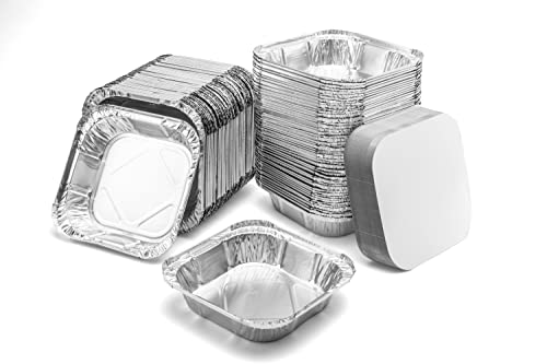 Miamex 90 Stück Einwegschalen aus Aluminium mit Deckel zum Transport von Lebensmitteln, zum Einfrieren und Kochen (500 ml)