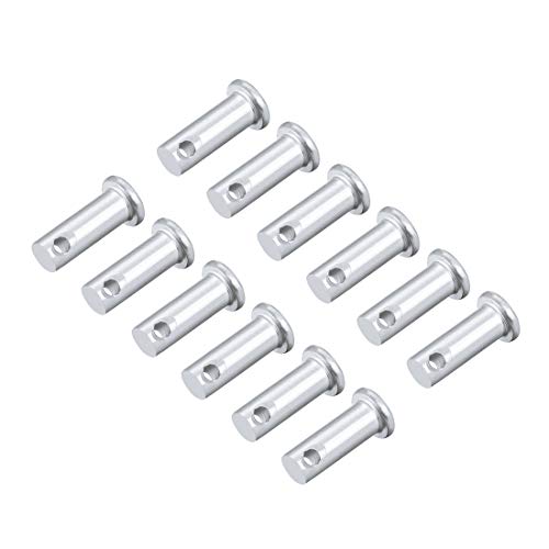 sourcing map 12 Stück Gabelbolzen Einloch Flachkopf Rundbolzen, Verzinkung Massiver Stahl,8mm X 20mm