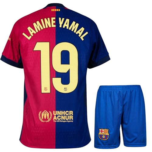 IHIMI Lamine Yamal #19 Barcelona Kinder für Trikot Fußballtrikot, Blau 2024 Neue Saison, Kinder Trikot, Sporttrikot, Fußball-Trainingstrikots, Kinder Kommen Sie mit Shorts Fußball (128-Yamal)