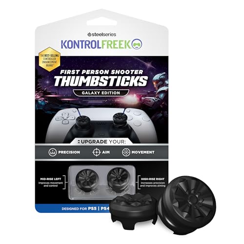 KontrolFreek FPS Freek Galaxy Black für Playstation 4 (PS4) und Playstation 5 (PS5) - Performance Thumbsticks - 1 High-Rise, 1 Mid-Rise - Schwarz