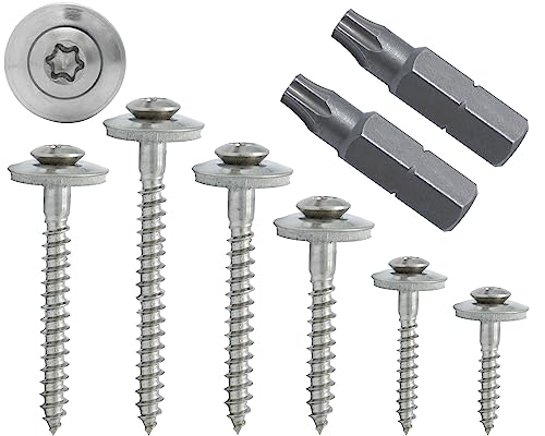 Stahlia Spenglerschrauben mit Dichtscheibe 4,5x50mm Torx Blechschrauben (200 Stück) Edelstahlschrauben Trapezblechschrauben DIN 9171 inkl. Bit TX20