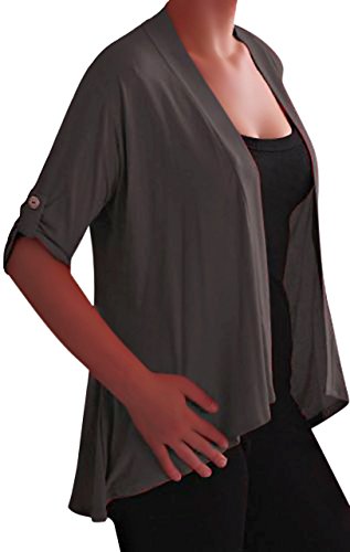 EyeCatch TM - Emily offener Damen Bolero Cardigan Große Größen Charcoal Gr. 42