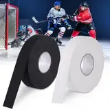 Huiguli Schläger Tape, 2 Rollen Eishockey Tape 25m*25mm, Selbstklebend Griffband Sporttape, rutschfeste Griffbänder für Hockeyschläger, Tennisschläger, Badmintonschläger, Schwarz & Weiß