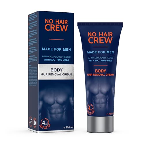 NO HAIR CREW Enthaarungscreme für den Körper – gründliche und sanfte Haarentfernung für Männer, 200 ml