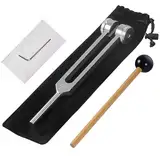 128 Hz Stimmgabel Therapie, Stimmgabel Aluminiumlegierung Medizinisch Tuning Fork Set für Klangtherapie Heilung,Stimmgabel Neurologie,Vibration(mit Silikon Hammer, Schwarz Aufbewahrungstasche)