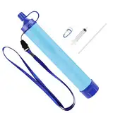 Wasserfilter Outdoor - Trinkwasserfilter für 5000 Liter gefiltertes Wasser - Karabiner und Verlängerungshalm,Tötet 99,999% aller Bakterien und Keime ab - outdoor filtre purificateur d'eau,blau