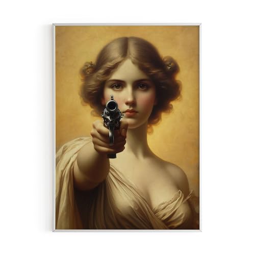 Super Poster World Klassisches halbglänzendes Papier "Woman with a Gun", 170 g/m², A4, 21 x 29,7 cm, 20,3 x 30,5 cm