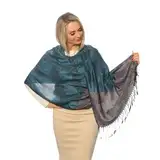 PashminaShine-Schal-Weich Wie Kaschmir Und leicht wie Seide-Mit Paisley motiv-Pashmina-Schal Damen-Schal Herren-200 * 70 cm-Schal Damen Winter-Jaquard-Wrap-Schals und Tücher für Damen (Blau Rot)