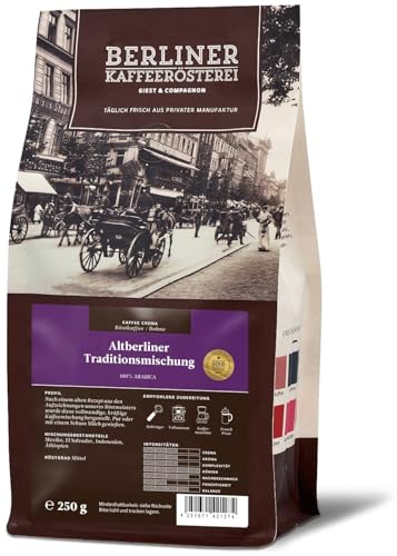 Berliner Kaffeerösterei - Altberliner Traditionsmischung (500g / ganze Bohne), Röstgrad Kaffee: mittel, 100% Arabica Bohnen, Aromaprofil: Nussig/Röstig/Süß