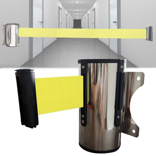 LIQONWAG Seilbarrieren Warteschlangen-Absperrgurt, Wandmontage 2/3/5 M Gelber Gürtel Für Spielplatzpark Hotel Crowd Control Sicherheitsbarriere/2M/6.5Ft