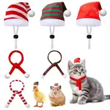 DOWNDRIFT Haustier Weihnachtsmütze 6 Stück Mini Weihnachtsmütze für Haustiere Katze Weihnachtsmütze Verstellbar Schal Weihnachtskostüm für Katzen Hamster Haustiere Bunny Hunde