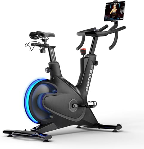 Sportstech sBike Lite - Smartes Heimtrainer Fahrrad mit LED - Deutsche Qualitätsmarke - App mit Kursen und 360° Tablet-Halterung für Full Body Workout - Ergometer, Indoor Fitnessbike (sBike Lite BL)