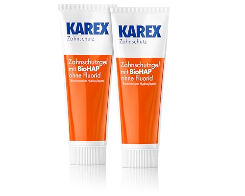 KAREX Zahnschutz-Gel - 2 x 50 ml - Zusätzlicher Schutz für Karies-Vorbeugung | Reduziert Schmerzen bei empfindlichen Zähnen | Fluoridfrei, zuckerfrei, vegan