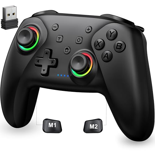 Elegamefy PC Controller, Switch Pro Controller mit Hall-Effekt Joysticks & Triggern, Led Licht, 1000mAh Akku, Controller für Nintendo Switch, PC, iOS und Android