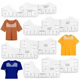 VMUTGA 8 Stück T-Shirt Lineal Guide PVC, Transparentes T-Shirt Ruler, Lineal zum Nähen, Rundhalsausschnitt und V-Ausschnitt Positionierungslineal, Schablonenlineal für Bekleidungsdesign