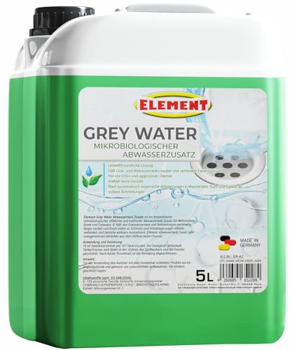 Grauwassertank Zusatz Wohnmobil | 5 Liter | Konzentrat | mikrobiologischer Grauwassertank Zusatz | Reiniger gegen unangenehme Gerüche |Abwassertank Zusatz| Reiniger für Grauwasser- und Abwasser-Tank