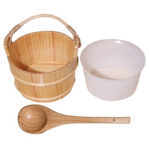 Sauna-Set aus Holz und Schöpfkelle - traditionelles handgefertigtes Spa-Utensilien-Set | Natürlicher Holzschaufel für Dampf, Duschschwitzen, Körperentgiftung, Saunatherapie, Entspannung