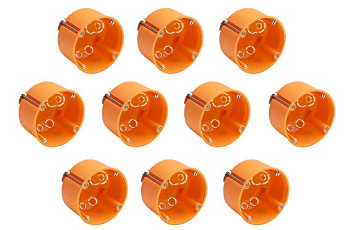 Meister Hohlwanddose Unterputz - 60 mm tief - orange - 10 Stück - Ø 68 mm Fräsloch - Zum Einbau von Schaltern & Steckdosen / Abzweigdose / Schalterdose / Hohlwand-Gerätedose / 7464220