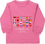 Baby Pullover Jungen Mädchen - Fussball Fanartikel - Im Fußball vereint - Deutschland EM 2024 Länder - 12/18 Monate - Pink - wm 24 em2024 europameisterschaft welt meisterschaft europa fan kinder