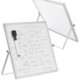 Office World Range Magnethaftende Tafel mit Eisenrahmen und Ständer - White Double Sided Tafel inkl. 1 Marker mit Radiergummi - Büro, Klassenzimmer und zu Hause - 25x25 cm