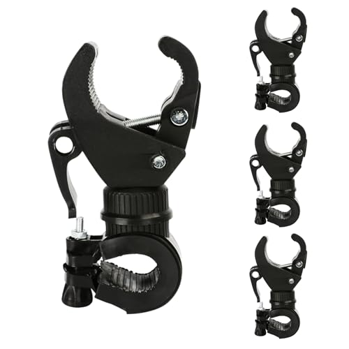 4 Stück Mehrzweck-Krückenhalter, 360° Rollstuhlstockhalter, Gehstockhalter, Universelles Krückenhalter für Rollstühle feste Regenschirme, Taschenlampen, Fahrrad, Kinderwagen(Durchmesser 2-3,5 cm)