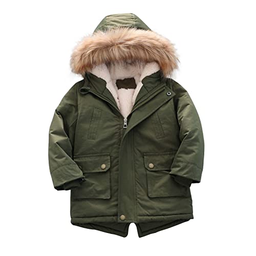 Guqmjde Winterjacke Jungen Daunenjacke Kinder Baumwolle Mantel Wintermantel Jacken Puffer Jacket Kapuzenjacke Thermal Daunenmantel Outdoorjacke Thermojacke Meine Bestellungen Anzeigen Grün, 7-8 Jahre