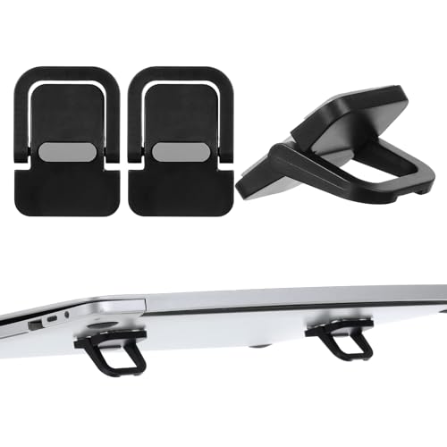 2 Stück Faltbarer Tragbarer Computer-Tastaturerhöher Schwarzer Selbstklebender Tastaturerhöher Mini Laptopständer für die meisten Laptops und Tastaturen, ABS Verstellbarer Tastaturständer für Desktop