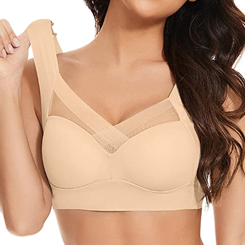 Hatme Haltungskorrektur BH, BH Damen Ohne Bügel Weicher Push Up BH Ohne Buegel Bügelloser BH, Atmungsaktiver und Leichter Comfy Haltungskorrektur Rücken BH Damen Wireless Breathable Zero-Feeling