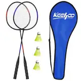 KH Federball Set Badminton Schläger Set of 2 oder 4 für Erwachsene Kinder, Schläger, Federbälle und Tragetasche im Lieferumfang