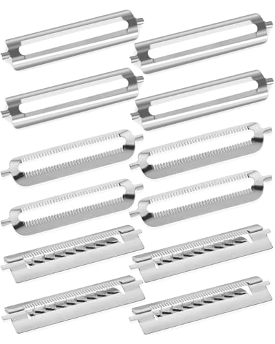 QLEUIFT 12 pcs Sparschäler Kompatibel mit Tupperware Ersatzklinge Sparschäler Kompatibel mit Tupper Ersatzklinge Profi-Schäler-Ersatzklinge mit Oberflächenschliff, 3 Arten von Ersatzklingen