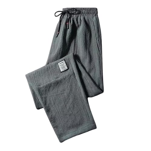 Pluderhose Damen Damen- Herrenmode, lässige Eisseidenhose, dünne, schnell trocknende Sommer-beiläufige, lockere, dünne, gerade Harun-Hose, abgeschnittene Hose Bequeme Damenhosen (Green, XXXL)