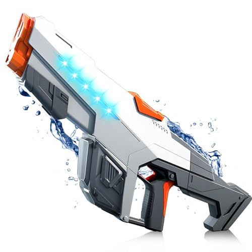 Wasserpistole Elektrisch, Elektrische Wasserpistole für Kinder Erwachsene, Große Wasserspritzpistole EIN-klick, 32FT Reichweite Water Gun mit Licht, Automatische Wasserpistolen, Spielzeug Pistole