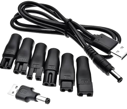 7 stück Netzkabel 5V Ersatz Ladegerät USB Adapter Set Kompatibel mit verschiedenen Arten elektrischen Haarschneidern, Bartschneidern, Rasierern,Friseuren Rasierer-Ladegerät Pflegegeräten