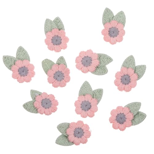 HOMSFOU 10 Stück Gestickte Blumenzubehör Blumen- Aufkleber zum Aufnähen Stickerei bunt Verzierungen Flecken Aufnäher für Blumenkleidung Flicken aufnähen Stickaufnäher aufnähen Stoff Rosa