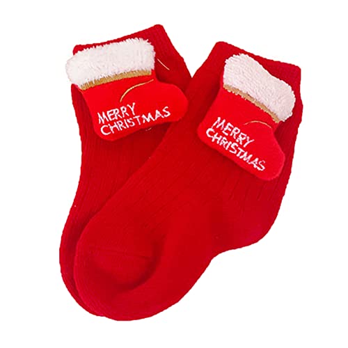 FGUUTYM Weihnachtssocken Baby Krabbelsocken Bodensocken MäDchen Jungen Taufsocken BabysöCkchen Herbst und Winter Kuschelsocken Antirutschsocken Weihnachts Haussocken Kindersocken