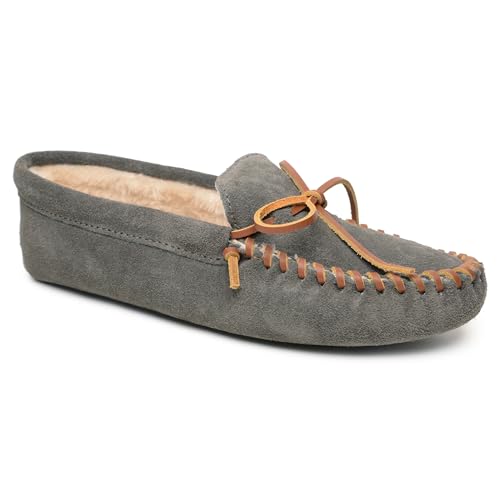 Minnetonka Mit Flor gefütterte Weichsohle, grau, 40.5 EU