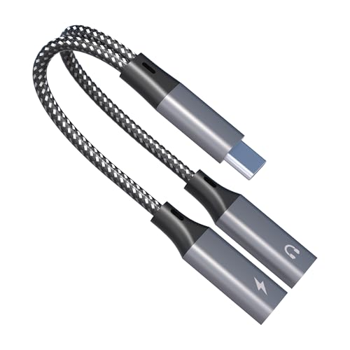 Dual USB C Headphone und Charger Adapter - 2 in 1 Splitter für Audio und 60W Schnellladung, Kompatibel Mit iPhone16/15, iPad, Pixel, Huawei, Galaxy S23/S22