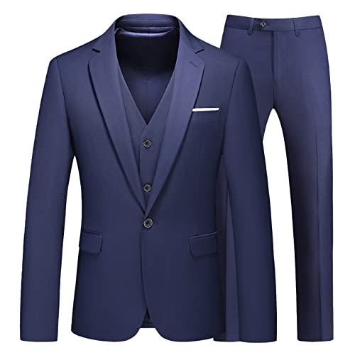 KUDMOL Herren 3-Stücke Anzug Business EIN Knopf Smoking Anzug für Männer Smoking Klassische Blazer Weste Hosen Set
