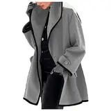 Faux Fur Jacke Damen, Mantel Damen Lang Trenchcoat Klassisch Wollmantel Herbst Winter üBergangsjacke GroßE GrößEn Winterjacke Elegant Wolljacke Slim Fit Blazerjacke -Trenchjacke-Pelzmantel- Cardigan