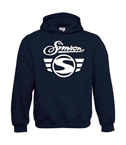 Textilhandel Hering Kapuzenpullover - Simson Logo + Schrift Fun (Navy, M)
