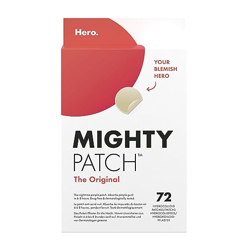 Mighty Patch Original Pickel-Patches von Hero Cosmetics, kleine Hydrokolloid-Pflaster zur Aknebehandlung, 72 Stück