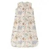 Unnivoll Baby Schlafsack Sommer 0.5 Tog 100% Baumwolle Sommerschlafsack Babyschlafsack 12-18 Monate 84 cm für Jungen Mädchen Kinder Aprikose Elefant