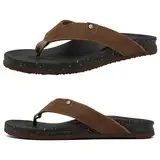 ARCHSUPPORT Herren-Flip-Flops aus Leder mit Fußgewölbeunterstützung, gepolstert, Strand-Sandalen, hellbraun, 44.5 EU