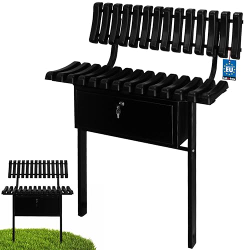KOTARBAU® Friedhofsbank 75 cm Bank für Friedhof mit Rückenlehne und Aufbewahrungsbox Holzbank Wetterfest Sitzbank Gartenbank Outdoor Parkbank Gartenbank Metall Bank Balkon Sitzbank Outdoor Bänke