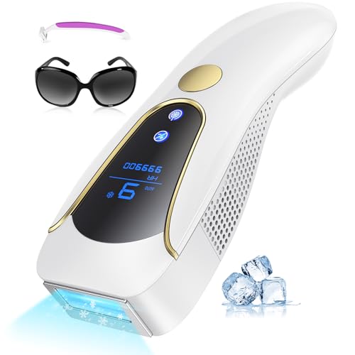 3 in 1 IPL Geräte Haarentfernung mit Eisfunktion, Laser Haarentfernung 9 Energiestufen, 600NM Rotes Licht Haarentfernung Laser für Frauen Männer, Gesicht Achseln Arme Bikinizone Bein Körper