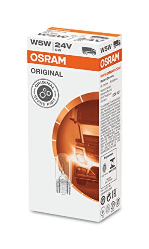 Osram 2845 ORIGINAL Glasquetschsockel W5W, Sockel W2.1x9.5d, 24V, 1 Lampe