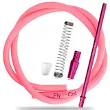 FlyCol Shisha Schlauch Set Schlauchset | Silikonschlauch mit Mundstück Zubehör | Adapter universal für alle Wasserpfeifen hookah hose (Pink)