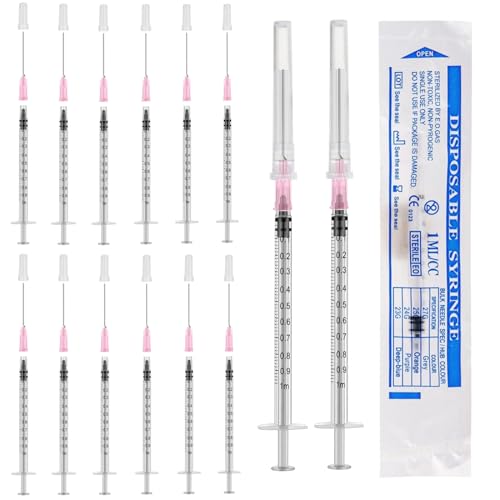 12 Stück 1ml Spritzen Set mit Luer Kunststoffspritze Spritzen Set mit stumpfen Nadeln zum Nachfüllen Messen von Öl Kleber Flüssigkeiten Haustieren Wissenschaftlichen Laboratorien Spritze mit Nadel